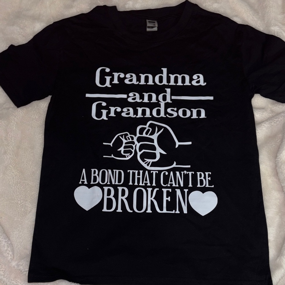 Grandma and Grandson Black Graphic Tee